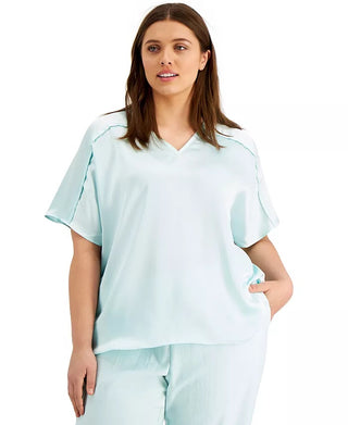 Alfani Women's Plus Size V-Neck Top Blue Size 2X