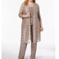 R & M Richards Women's 3 Pc Plus Pantsuit & Shell Beige Size 20W