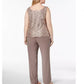 R & M Richards Women's 3 Pc Plus Pantsuit & Shell Beige Size 20W