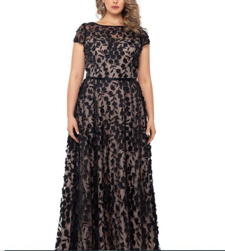 Xscape Women's Plus 3D Flower Gown Black Nude Size 18W