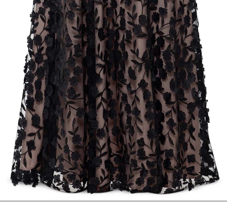 Xscape Women's Plus 3D Flower Gown Black Nude Size 18W