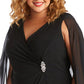 R & M Richards Women's Plus Embellished Chiffon Cape Dress Black Size 20W