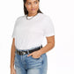 Danielle Bernstein Women's Plus Size T-Shirt Bodysuit White Size 3X