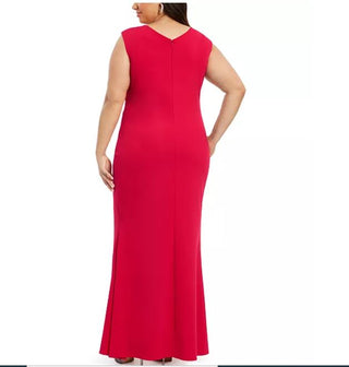Betsy & Adam Women's Plus Ruched Gown Red Size 18W