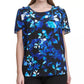 Calvin Klein Women's Plus Size Floral-Print Flutter-Sleeve Top Blue Size 1X