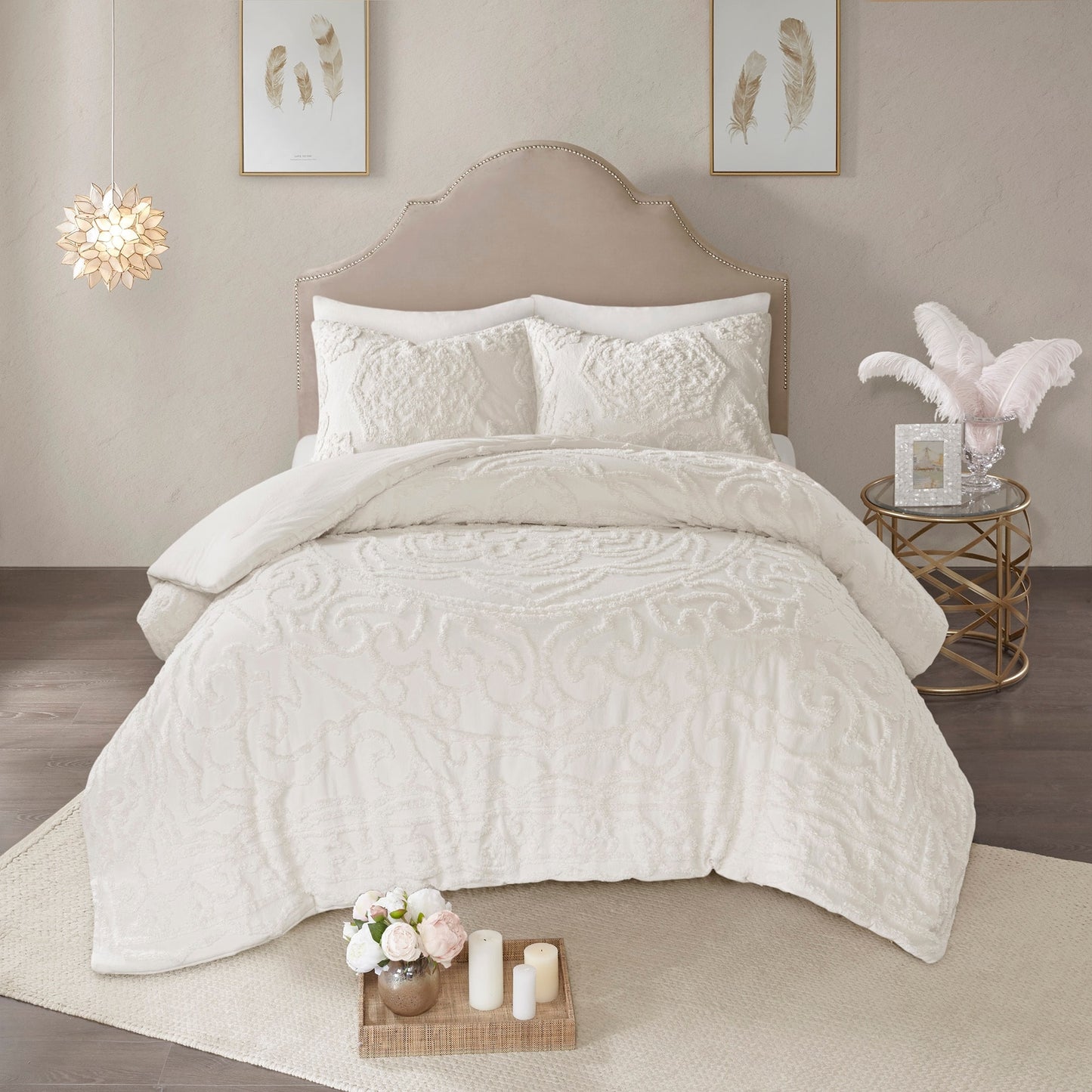 Virginia Tufted Cotton Chenille Medallion Comforter Set