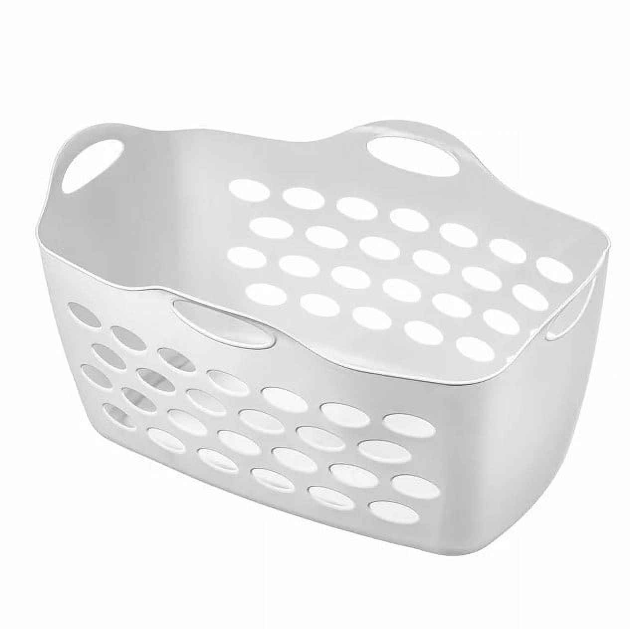 Mainstays Flexible Square Laundry Basket White 07 Bushels 2 Handles