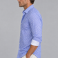 Mauro Long Sleeve Check Tech Shirt - Royal Blue