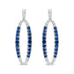 18K White Gold 1.11 Cttw Blue Round Diamond and Blue Sapphire Openwork Oval Shaped Dangle Earrings (F-G Color, VS1-VS2 Clarity)