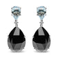 18K White Gold 1/5 Cttw Diamond with Pear Cut Sky Blue Topaz and Pear-Cut Black Onyx Gemstone Dangle Earring (G-H Color, SI1-SI2 Clarity)