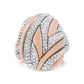 18K Rose and White Gold 1 7/8 Cttw Diamond and Gold Textured Dome Cocktail Ring (F-G Color, VS1-VS2 Clarity) - Size 6.5