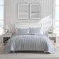 Nautica Coleridge Blue Vertical Stripes Reversible Cotton Quilt 3 Piece Set