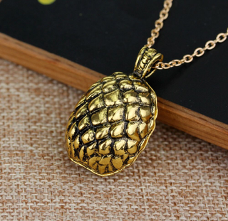 Gold Dragon Egg Pendant Necklace – Antique Fantasy-Inspired Jewelry with Textured Scale Design, 18" Chain
