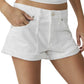 Free People Beginner's Luck Slouchy Roll Cuff Denim Shorts White Size 29