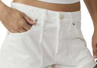 Free People Beginner's Luck Slouchy Roll Cuff Denim Shorts White Size 29