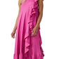 Free People Elisa Cotton Ruffled One Shoulder Dress Pink Size XS