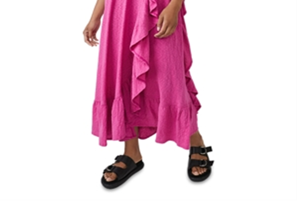 Free People Elisa Cotton Ruffled One Shoulder Dress Pink Size XS