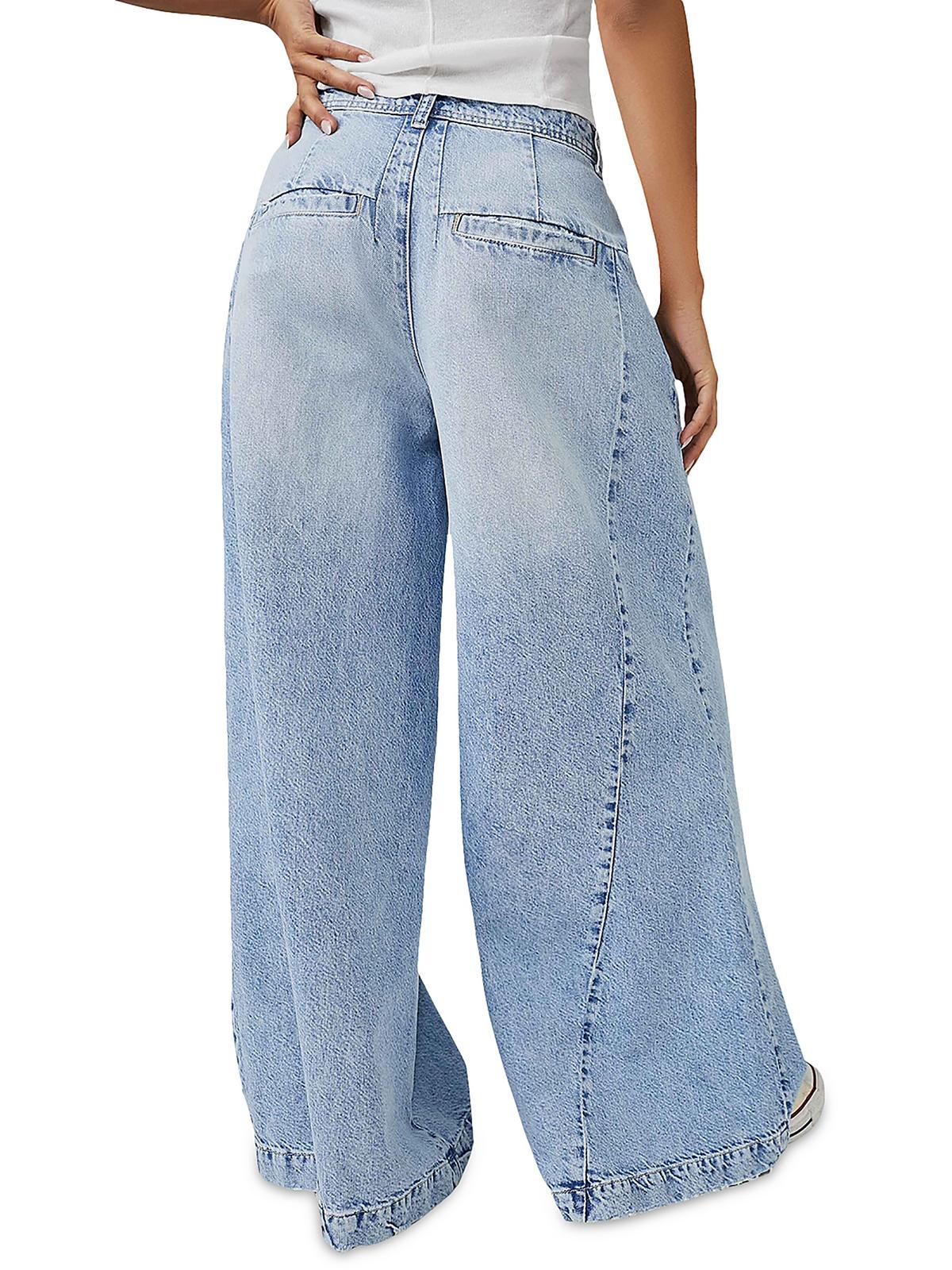 Free People Equinox Cotton Wide Leg Jeans Open Sky Blue