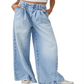 Free People Equinox Cotton Wide Leg Jeans Open Sky Blue