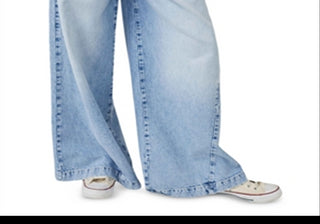 Free People Equinox Cotton Wide Leg Jeans Open Sky Blue