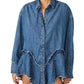 Free People Freya Denim Shirt Blue Size S
