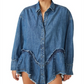 Free People Freya Denim Shirt Blue Size S