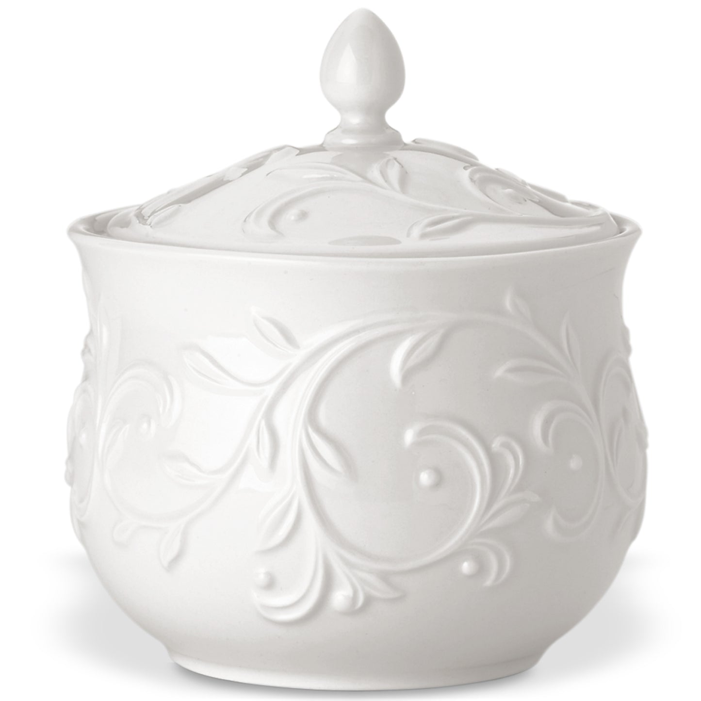 Lenox Opal Innocence Carved Sugar Bowl White
