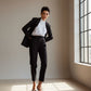 Black Pinstripes Suit Pants – Women’s Tailored Office Trousers