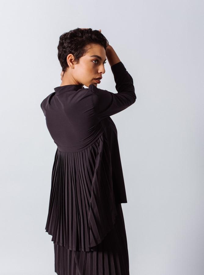 Stylish Pleated Blouse in Black – Women’s Elegant Top