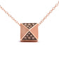 14K Rose Gold 1/4 Cttw Brown Diamond Matte Finished Pyramid Pendant Necklace (Brown Color, SI1-SI2 Clarity) - 18" Inches