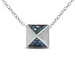14K White Gold 1/4 Cttw Treated Blue Diamond Matte Finished Pyramid Pendant Necklace (Blue Color, SI1-SI2 Clarity) - 18" Inches
