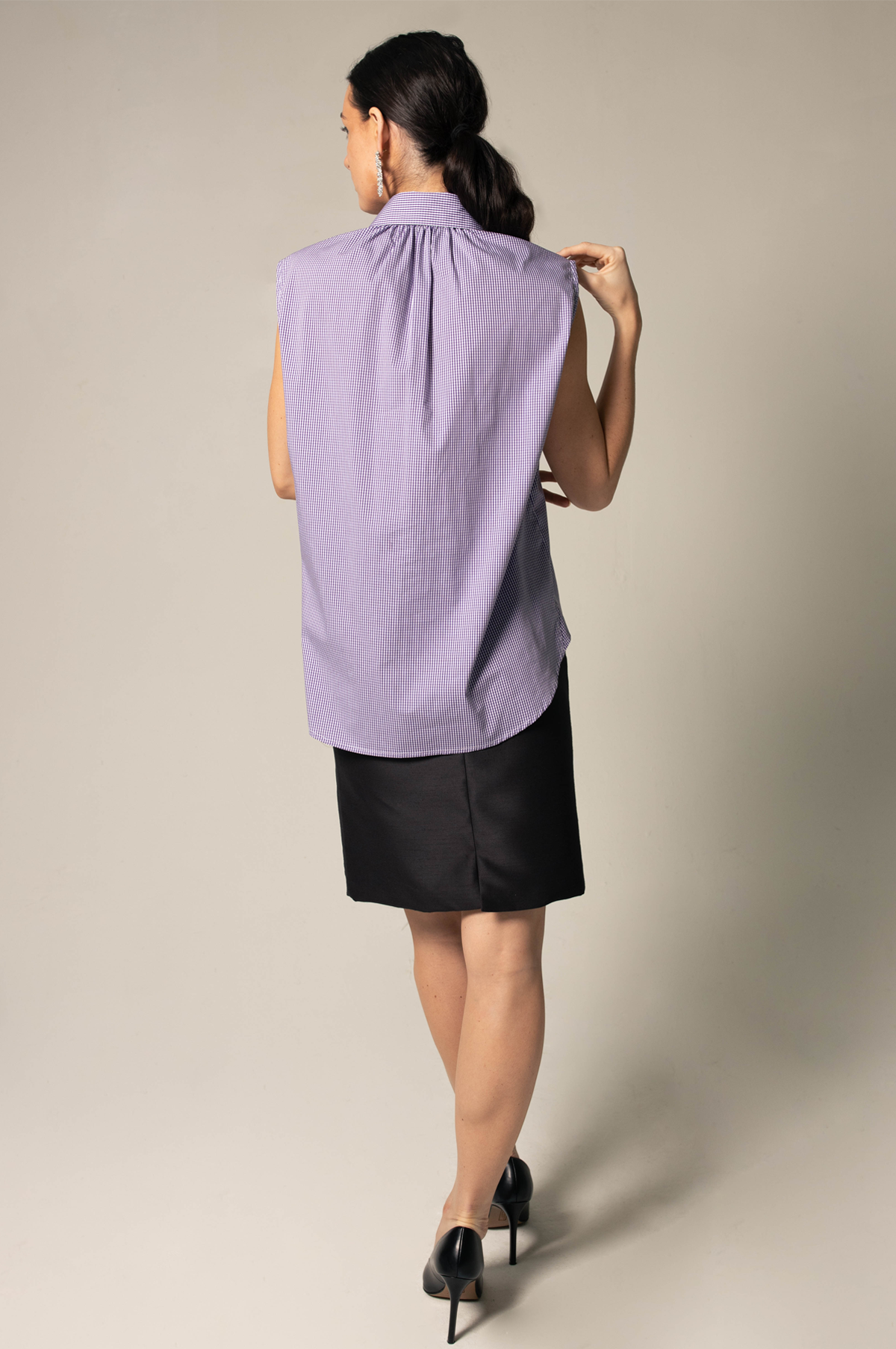 Italian Cotton Purple Sleeveless Shirt – Women’s Chic Summer Top