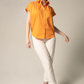 Womens Gather Collar Shirt in Orange – Stylish Gathered Blouse
