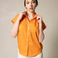 Womens Gather Collar Shirt in Orange – Stylish Gathered Blouse