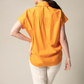 Womens Gather Collar Shirt in Orange – Stylish Gathered Blouse