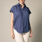 Womens Gather Collar Shirt in Navy – Elegant Blouse