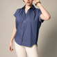 Womens Gather Collar Shirt in Navy – Elegant Blouse