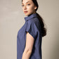 Womens Gather Collar Shirt in Navy – Elegant Blouse