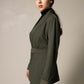 Women's Olive Blazer with Front Buttons – Tailored Blazer for Women