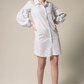 Shirt Dress with Oversized Sleeves in White Floral – Summer Dress