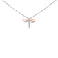 14K Rose Gold Plated Sterling Silver 1/10 Cttw Diamond Dragonfly Pendant Necklace