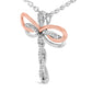 14K Rose Gold Plated Sterling Silver 1/10 Cttw Diamond Dragonfly Pendant Necklace