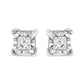 .925 Sterling Silver 1/2 Cttw Miracle Set Princess-cut Diamond Solitaire Stud Earrings (I-J Color, SI1-SI2 Clarity)