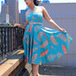 Serena Swing Dress in Aqua Palm Print on Crepe | Laura Byrnes & Hope Johnstun