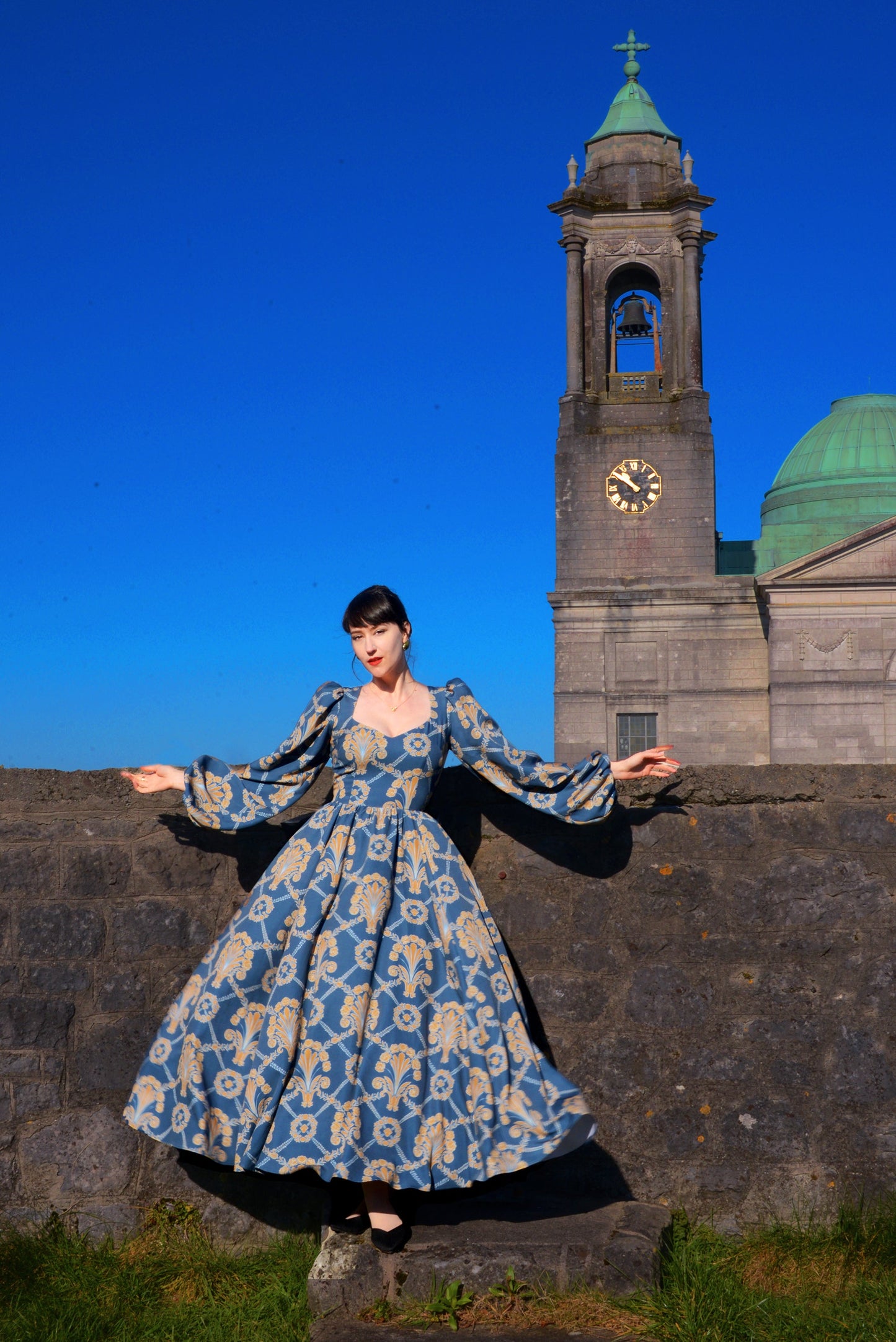 Lucrezia Maxi Gown in Take Me to Galway Crepe | Laura Byrnes & Hope Johnstun