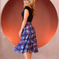 Viva 40s Style Tulip Skirt in Blue Daddy Cthulhu Print Stretch Crepe | Laura Byrnes & Hope Johnstun