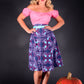 Viva 40s Style Tulip Skirt in Blue Daddy Cthulhu Print Stretch Crepe | Laura Byrnes & Hope Johnstun