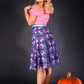 Viva 40s Style Tulip Skirt in Blue Daddy Cthulhu Print Stretch Crepe | Laura Byrnes & Hope Johnstun