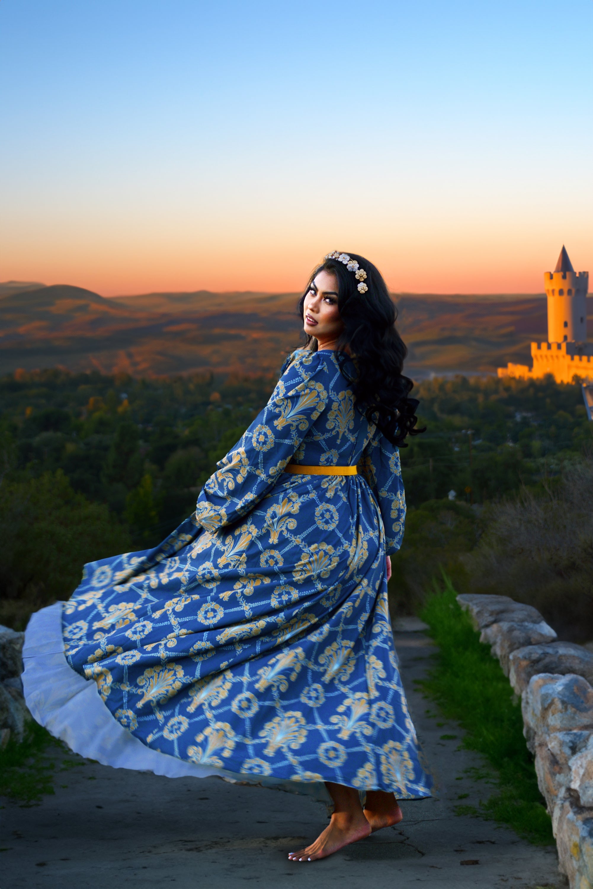 Lucrezia Maxi Gown in Take Me to Galway Crepe | Laura Byrnes & Hope Johnstun