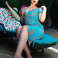 Michaela Wiggle Dress in Aqua Palm Print | Laura Byrnes & Hope Johnstun